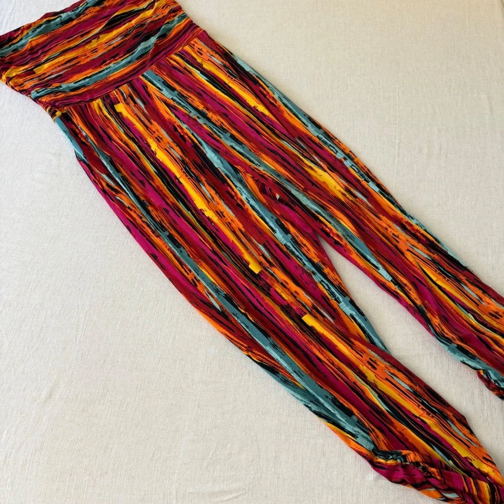 Full Circle Trends Womens 2X Harem Pants Abstract Print Ruched Multi-Color - Picture 11 of 12